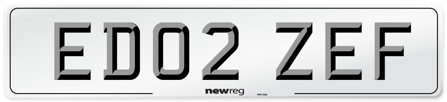 ED02 ZEF Number Plate from New Reg